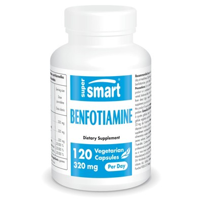 SuperSmart Benfotiamine 320mg per Day - Bioavailable Thiamine - Vitamin B1 Benfotiamine Supplement | Non-GMO & Gluten Free - 120 Vegetarian Capsules