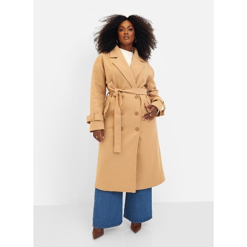 Rebdolls Women's Hazel Wool Blend Belted Coat - Tan - Small