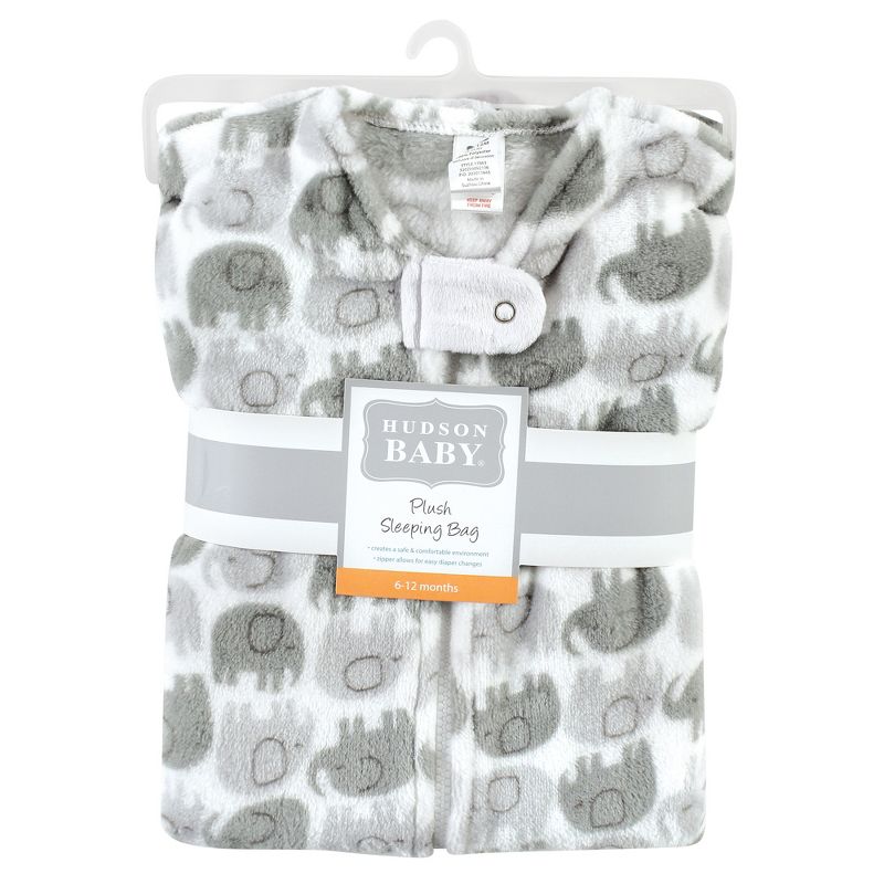 Hudson Baby Plush Sleeveless Sleeping Bag, Sack, Blanket, Elephants, 2 of 3