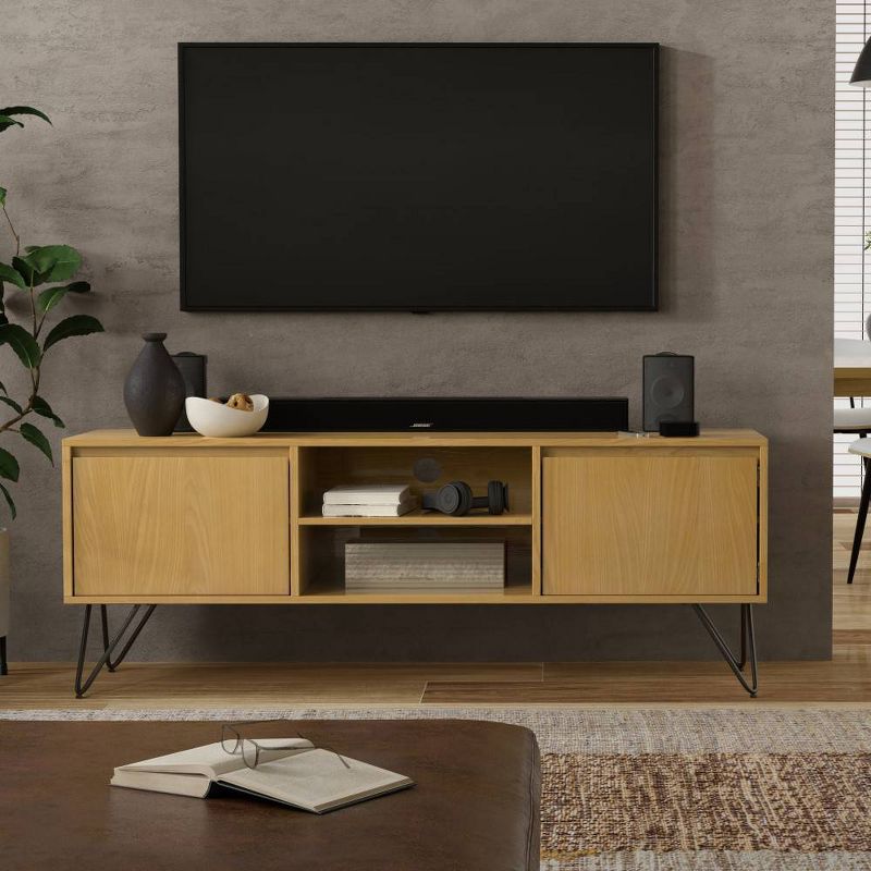 Moreno TV Stand for TVs up to 66&#34; Oak Veneer - WyndenHall, 3 of 10