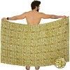 HAPPY BAY Men's Summer Long Vacation Dashiki Sarong Beachwear Holidays Wrap Lava Lava Batik Beach Cover Up Sarongs For Men One Size Leaves, Mustard - 4 of 4