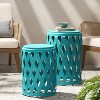 Syemin Patio Side Table Set of 2, Hollow Wrought Iron Patio Coffee Table, Living Room, Patio Decorative Side Table, Blue, 15" * 13.75" * 22.75" - 2 of 4