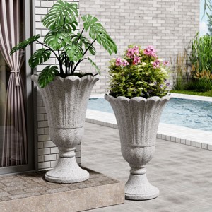 SEVOBAL Planters Flower Pot Petal Planter 2-Pack Flower Pots Ribbed Indoor Outdoor Plants Green Patio Garden Yard Pool, Gray, 15.76"*15.76"*23.64" - 1 of 4