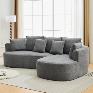 106"L-Shaped Curved Cloud Sectional Couch with Chaise, Boneless Corduroy Couch,Modern Modular Upholstered Sofa,  for Living Room,Bedroom,Apartment - 1 of 4