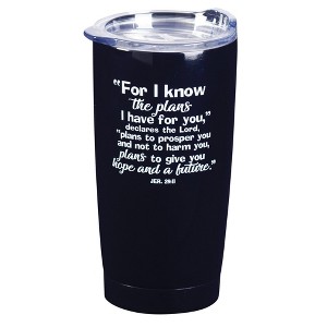 Dicksons SSTUMB-100 Black 20 ounces Stainless Steel Travel Tumbler Mug with Lid, Know Plans I Have For You - 1 of 4