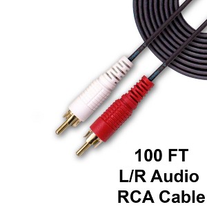 SatelliteSale 2 Male to 2 Male RCA Audio Stereo Composite Cable Universal Wire PVC Black Cord - 1 of 4