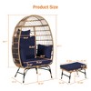 TiramisuBest Oversized Wicker Egg Chair with Cushion & Pillow, 600lbs ¨C Indoor/Outdoor for Porch/Backyard/Balcony (Dark Blue) - 3 of 4