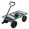 FURNIinspire Wheelbarrows And Lawn Carts Solid Wheels Tools Cart Wagon Cart, Metal Lawn Cart For Picnic, Shopping, Green, 37“*19"*45" - 4 of 4