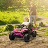 Qaba 12V Ride On Truck, 3.7 MPH Battery Powered Electric Car for Kids w/ Remote Control, 4-Wheel Suspension, Lights, Horn & Music, Pink - 3 of 4
