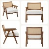 Mid Century Modern Accent Chair, Comfy Living Room Chairs with Sturdy Wood Legs, Rattan Backrest & Beige Thick Linen Cushion Armchair - 3 of 4