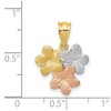 Black Bow Jewelry 14k Tri-color Gold Satin Triple Plumeria Pendant, 15mm (9/16 inch) - 4 of 4