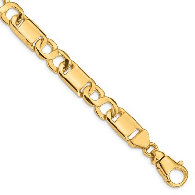 Black Bow Jewelry Men's 10.5mm 14K Yellow Gold Solid Fancy Link Chain Bracelet, 8.5 Inch