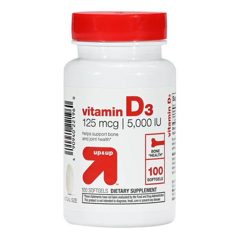 Vitamin D3 125 mcg (5000 IU) Softgels - up & up™, 3 of 8