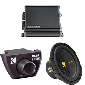 Kicker 50CWCD104 CompC 10" Subwoofer, Dual 4-Ohm with CXA4001 Amp Bundle ( Includes Bass Knob ) - 1 of 4