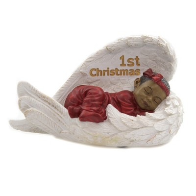 Black Art 3.5" Baby Girl 1St Christmas Angel Wings  -  Decorative Figurines