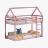 NicBex Twin Over Twin Rubber Wood Bunk Bed with Ladder,House-Shaped Loft Bed with Safety Guardrails for Bedroom,Black/Brown/Pink - 4 of 4