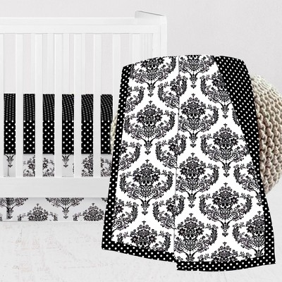 Bacati - Classic Damask Black/Grey/White 3 pc Crib Bedding Set