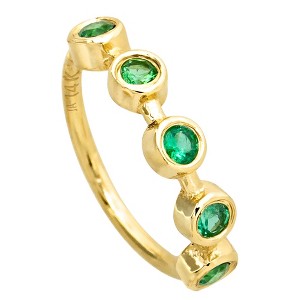 Jewelry Avalanche 20G 14K Gold 5-stone Bezel Set Emerald Nose Hoop, 8mm, May Birthstone Hoop - 1 of 4
