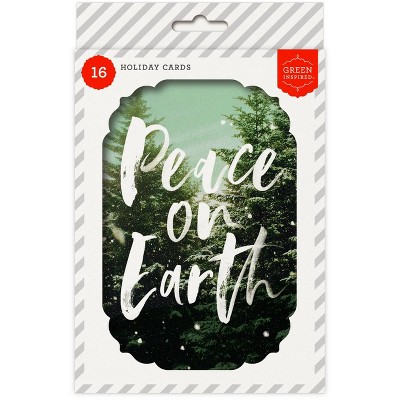16ct Green Inspired Peace on Earth Trees Holiday Boxed Cards
