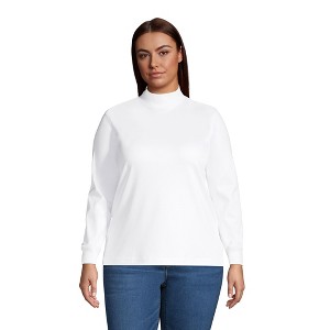 Lands' End Women's Long Sleeve Supima Mock Turtleneck - 1 of 2