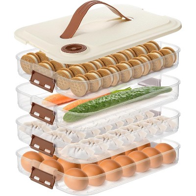 4-layer Food Storage Container, Refrigerator Organizer Bin, Plastic Cookies Storage Box with Lid for Snack, Fruit, Vegetables