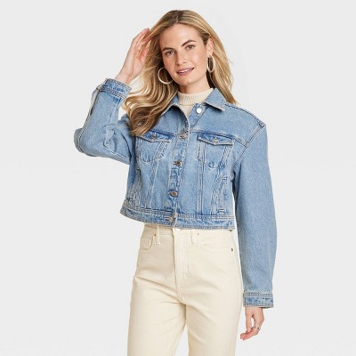 Women's Cropped Denim Jacket - Universal Thread™ Medium Wash Xl : Target