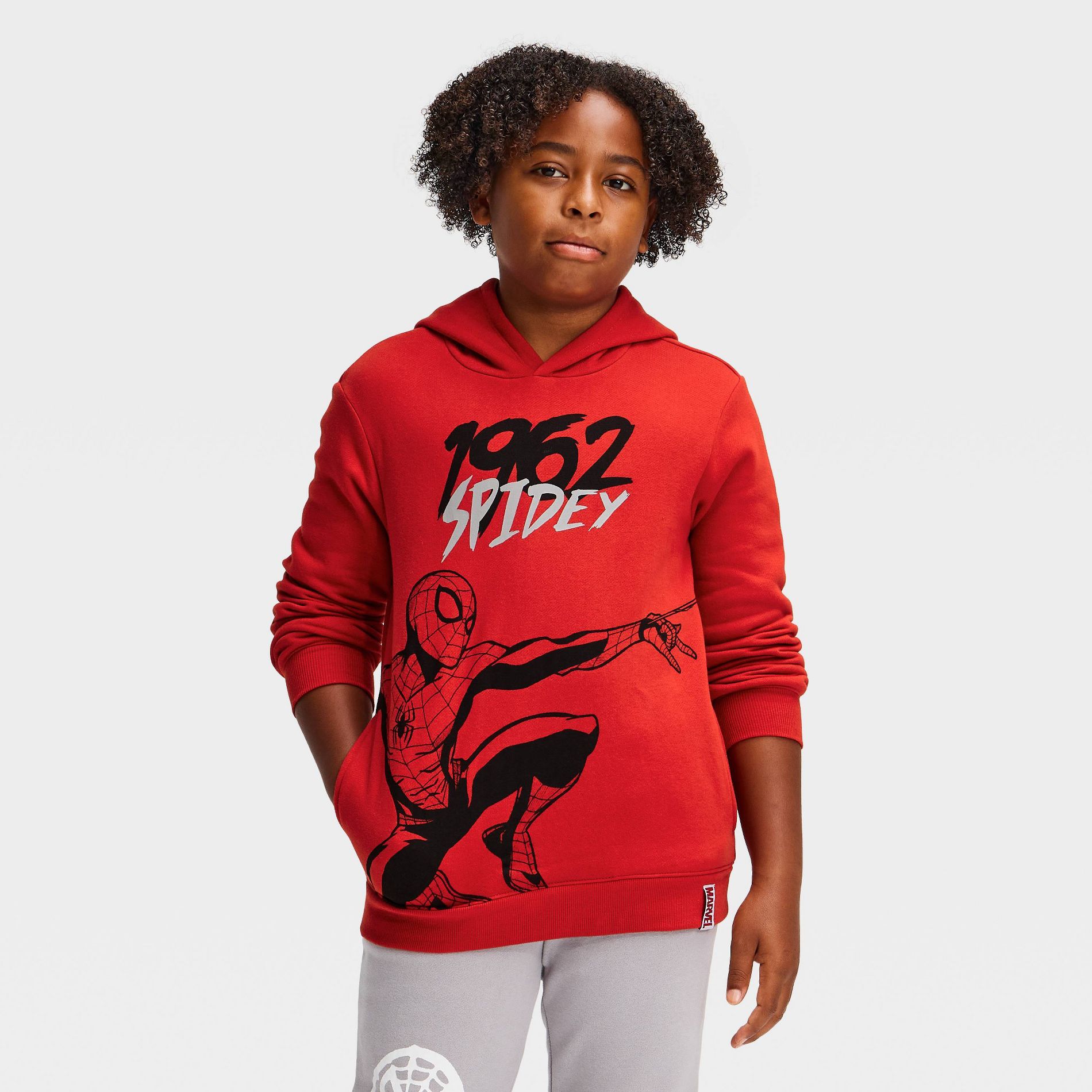 Boys' Marvel Spider-Man Fleece Front and Back Graphic Hooded Sweatshirt - Red