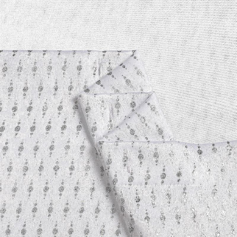 Kate Aurora Elegant "Raindrop" Silver Metallic Foil White Jacquard Fabric Shower Curtain - Standard Size, 5 of 8