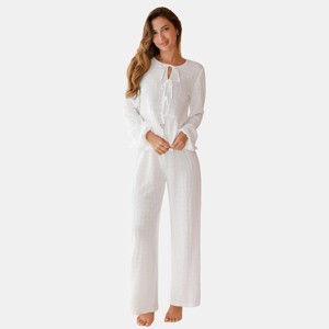 Women's Elegant Ribbed Lace-Up Loungewear Pajama Set - Cupshe - 1 of 4
