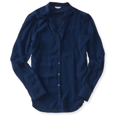 Aeropostale Womens Semi-Sheer Button Up Shirt