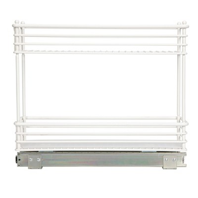 White 2-Tier Steel Pull-Out Cabinet Organizer with Plastic Liners