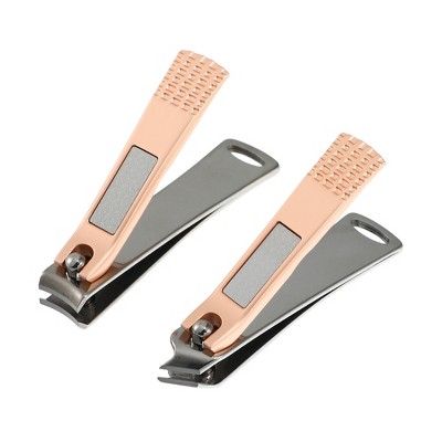 KIFIT 16 Pcs Portable Rose Gold Steel Nail Clippers Splash Proof