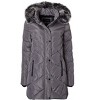Sportoli Women Long Quilted Plush Lined Outerwear Puffer Jacket Winter Coat with Fur Hood - 4 of 4