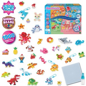 Aquabeads Mega Craft Kit - Arts & Crafts Bead Set for Ages 4+ - 1900 Beads in 59 Colors with Tray, Sprayer, Keychains - Create Animals, Food & More - 1 of 4