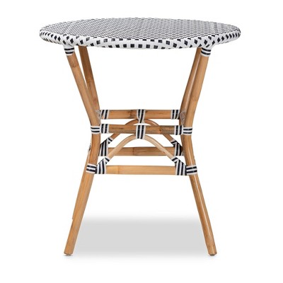 Round Black and White Rattan Cafe Dining Table