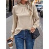 Coolmee Womens Casual Mock Neck Blouses Pleated Textured Shirts Long Sleeve Stretch Tunic Tops Dressy Fashion Blouse - 2 of 3
