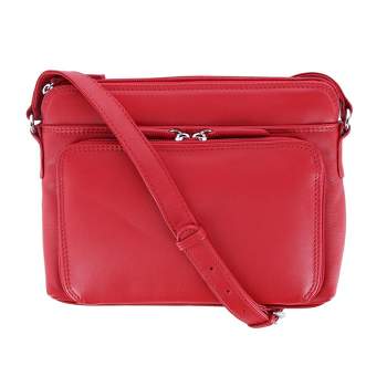 CTM Women's Leather Shoulder Bag Purse with Side Organizer