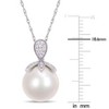 EVERLY JEWELRY | 10K White Gold 11-12mm Cultured Freshwater Pearl and 1/10 CT TW Diamond Pendant with Chain - 17 inch - 4 of 4
