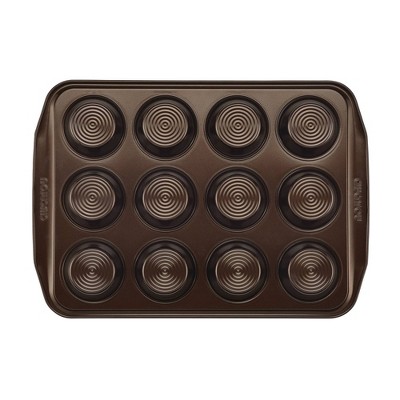 Chocolate Brown Nonstick 12-Cup Muffin Pan with Wide Handles