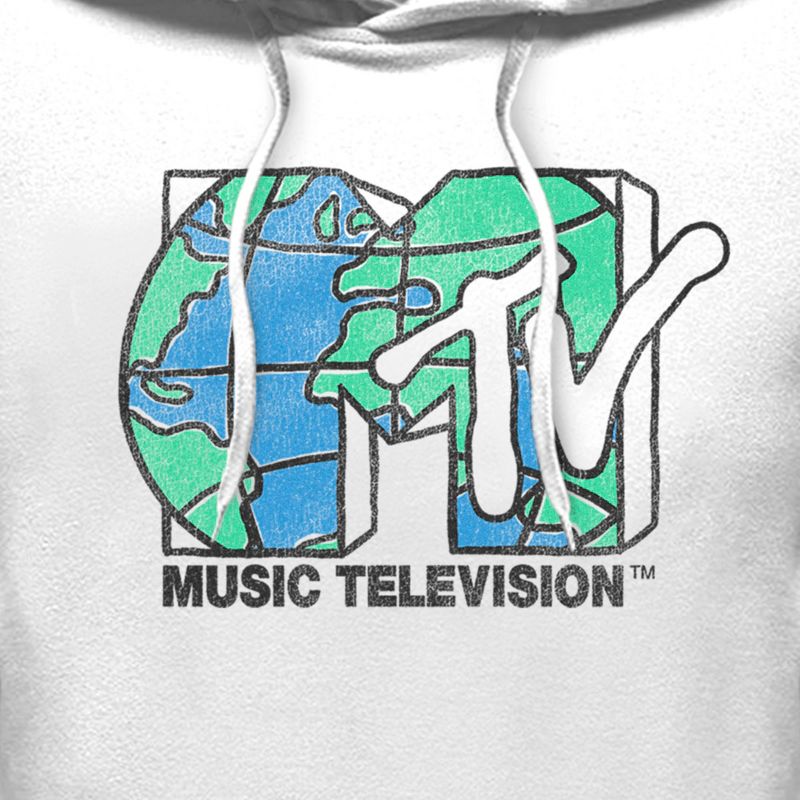 Men's MTV Distressed Earth Day Logo Pull Over Hoodie, 2 of 5