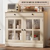 Kitchen Storage Cabinet, 2 Glass Door Buffet Sideboard, Wooden Drawer, MDF Back Panel, Modern Coffee Bar Cabinet with Adjustable Shelf - 4 of 4