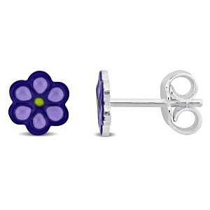 EVERLY JEWELRY | Sterling Silver Enamel Flower Stud Earrings– Multiple Enamel Color Options - 1 of 4