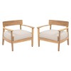 Set of 2 Acacia Wood Outdoor Lounge Chairs with Cushions,Patio Club Chairs with Backrest and Beige Seats–Maison Boucle - 3 of 4