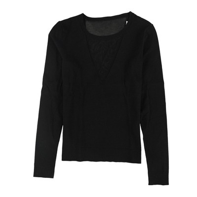 bar III Womens Contrast Neck Knit Sweater