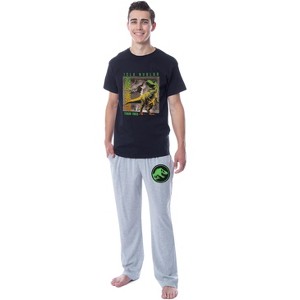 Jurassic Park Mens' Isla Nublar Dinosaur Film Movie Sleep Pajama Set Multicolored - 1 of 4