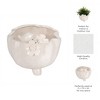 Ceramic Planter Pot with Bird and Floral Design - Plant Pot for Indoor & Outdoor - Decorative Footed Flower Pot - 6" Ivory & Tan - 4 of 4