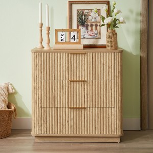 Modern 3-Drawer Dressers (Set of 2) - 27.6" Wide Chests with Curved Wave Design Versatile Bedroom & Living Room Storage-- Frevyn - 1 of 4