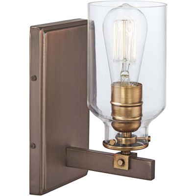 Minka Lavery Industrial Wall Light Sconce Court Bronze Hardwired 5" Fixture Clear Glass Shade for Bedroom Bathroom Living Room