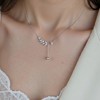 Anna-Kaci Women's Crystal Leaf Pendant Necklace with Drop Chain Accent - Silver - 4 of 4