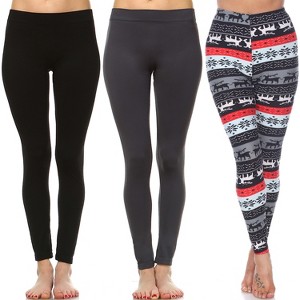 Women's Pack of 3 Leggings - One Size Fits Most - White Mark - 1 of 1